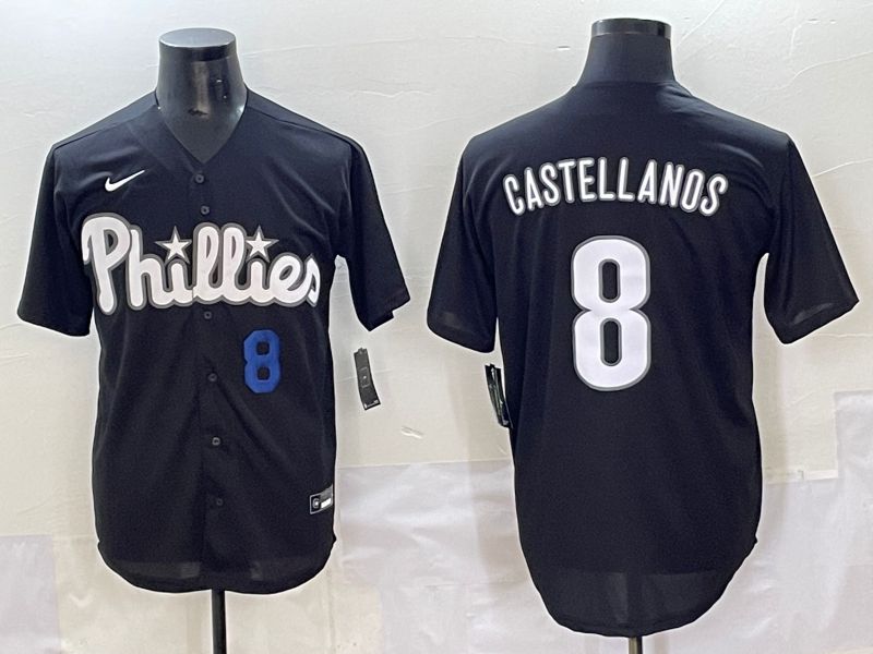 Men 2025 Philadelphia Phillies #8 Castellanos Black Fashion Nike MLB Jersey style 7153